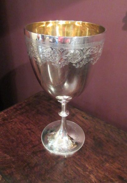 Superb Victorian Engraved Silver Chalice