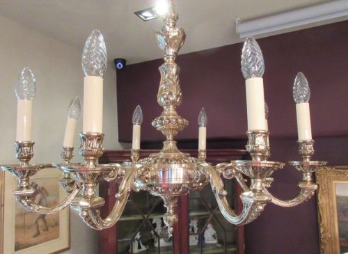 Edwardian Period Cast Bronze Chandelier
