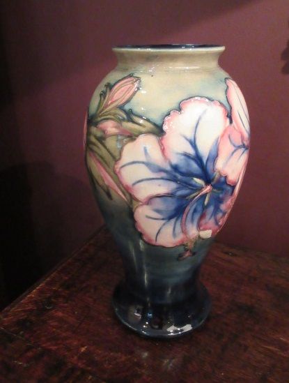 Moorcroft Pink Hibiscus Baluster Shaped Vase