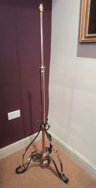 Art Nouveau Period Copper & Brass Standard Lamp
