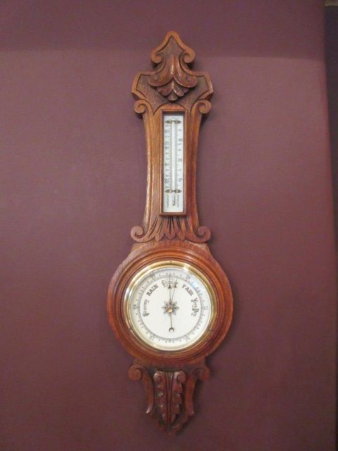 Small Victorian Polished Oak Banjo Barometer