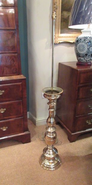 Edwardian Period Brass Church Candlestick Lamp