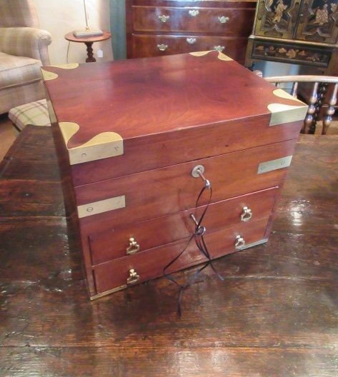 Superb Early Victorian Brass Bound Jewellery Box