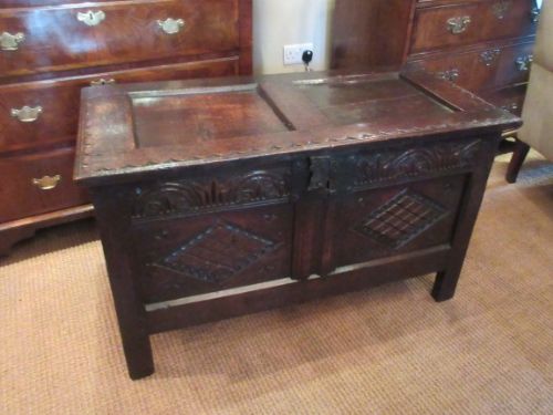 Superb George I Period Oak Two Panel Coffer