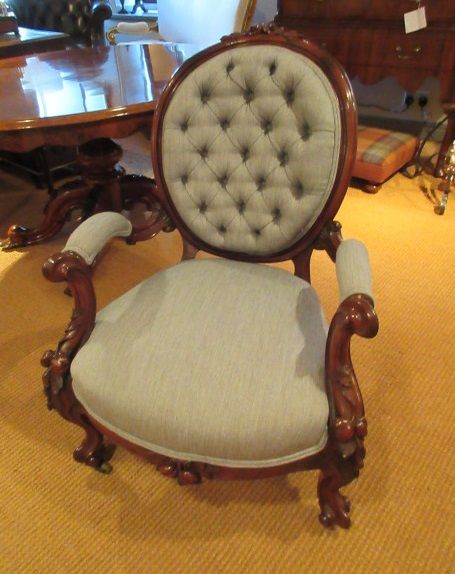 Top Quality Mid Victorian Walnut Open Armchair
