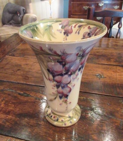 Impressive Moorcroft Wisteria on White Ground  Vase