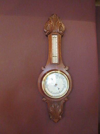 Small Victorian Polished Oak Banjo Barometer
