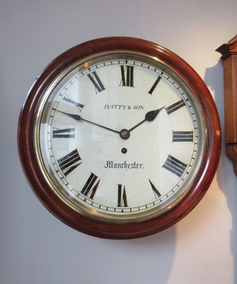 Mid Victorian Single Fusee Manchester Wall Clock