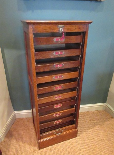 Superb Victorian Polished Oak Filing Cabinet