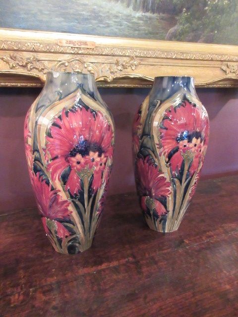 Superb Pair of Matching Moorcroft Cornflower Vases