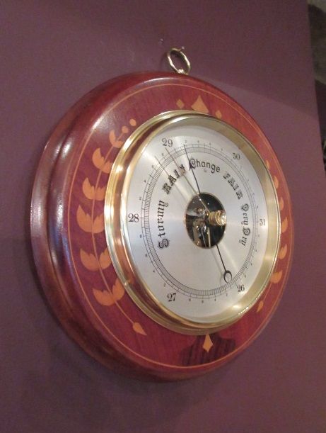 Arts & Crafts Period Fruitwood Inlaid Barometer