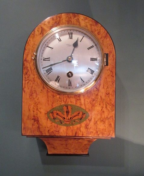 Victorian Bird's Eye Maple Inlaid Library Wall Clock
