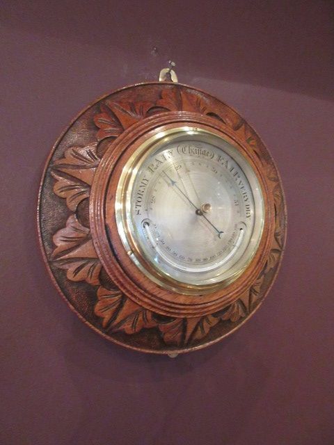 Mid Victorian Polished Oak Barometer & Thermometer
