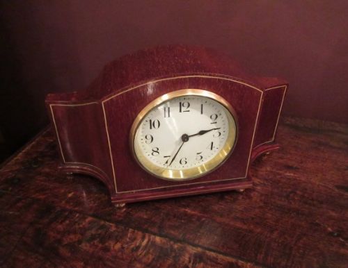 Edwardian Period Mahogany Inlaid Mantel Clock