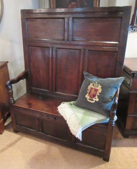 Original George II Period Oak High Back Settle