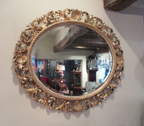 Superb Mid Victorian Plaster Gilt Oval Mirror