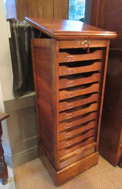 Edwardian Period Polished Oak Filing Cabinet