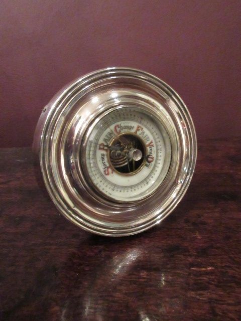 Edwardian Period Chester Silver Desk Top Barometer