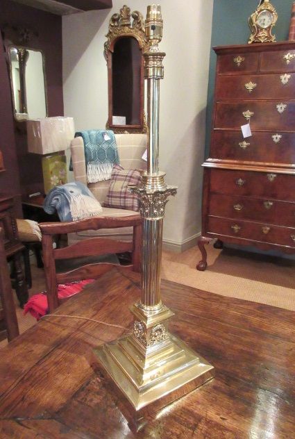 Victorian Brass Corinthian Column Table Lamp