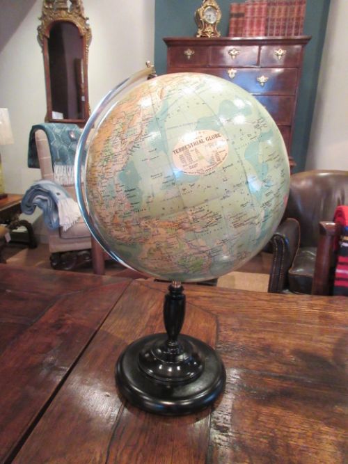 1920'S Phillip's 12" Paper Mache Terrestrial Globe