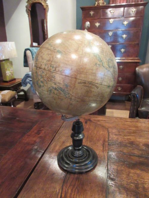 19th Century French 10" Plaster Terrestrial Globe