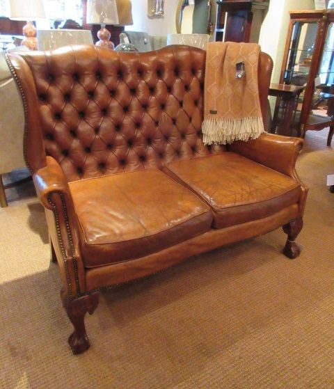 Edwardian Period Leather Chesterfield Sofa