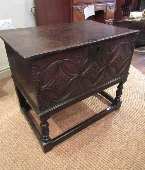 Early Georgian Oak Bible Box on Stand