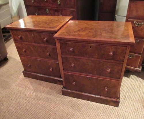 Pair of Mid Victorian Burr Walnut Bedside Chests