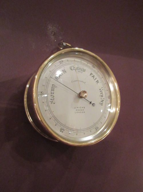 Victorian Polished Brass London Marine Barometer
