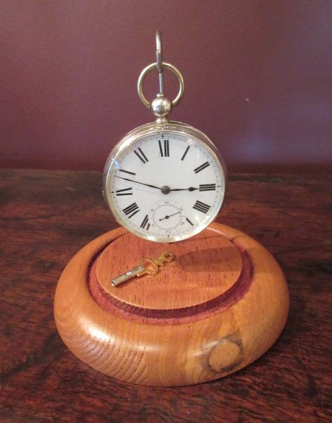 19th Century Silver Waltham Pocket Watch on Stand