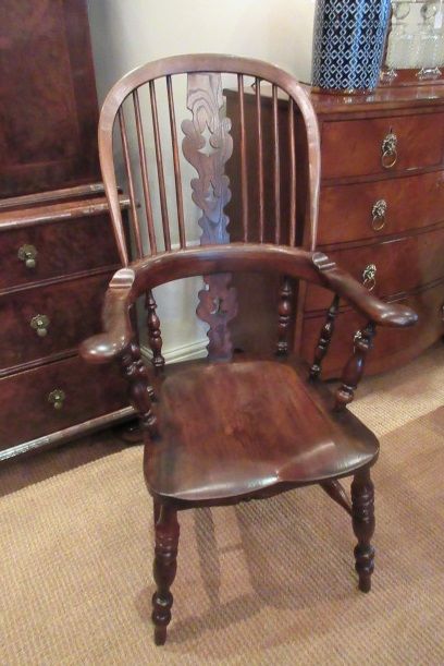 Early Victorian Ash & Elm Broad Arm Windsor Armchair