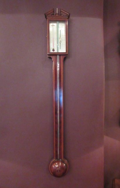 Regency Period Fruitwood Inlaid Stick Barometer