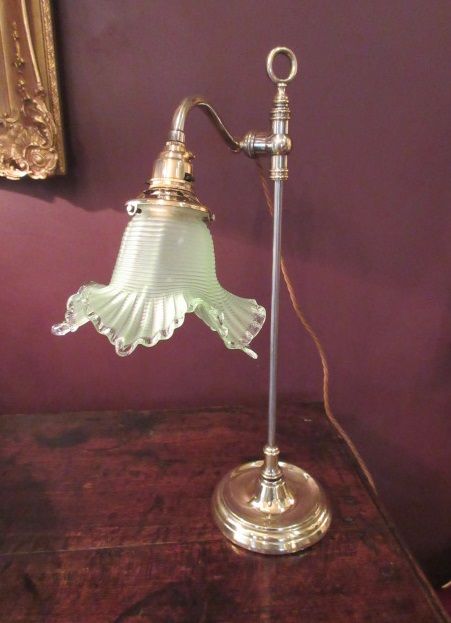 Edwardian Period Brass & Steel Rise & Fall Lamp