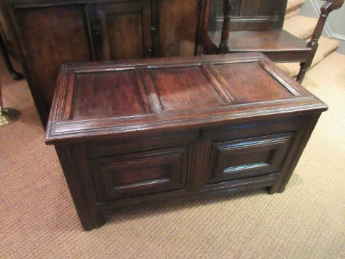 Superb George I Period Oak Two Panel Coffer