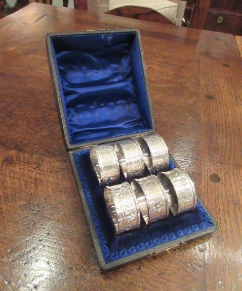 Victorian Solid Silver Cased Napkin Ring Set