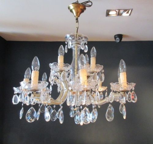 Edwardian Period Crystal Cut Glass Chandelier