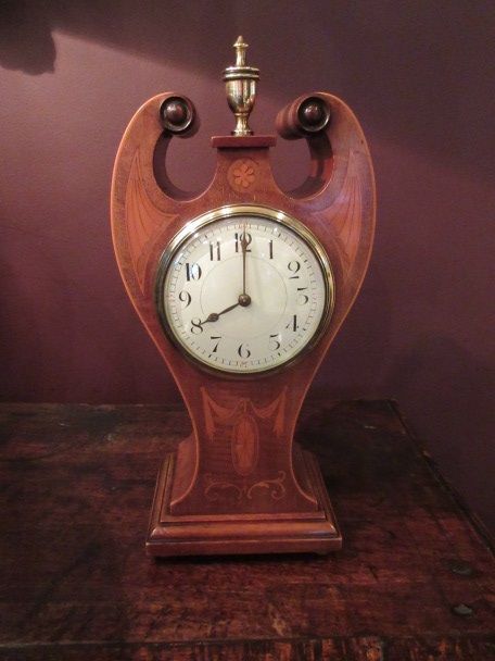 Edwardian Period Sheraton Inlaid Mantel Clock