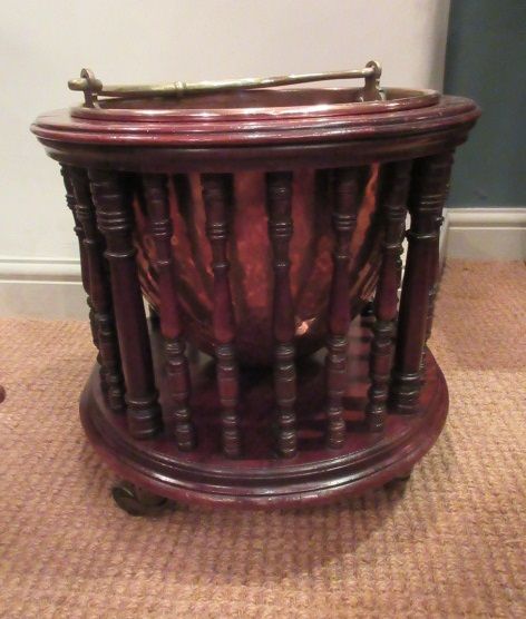 Early Victorian Mahogany Turned Rail Scuttle