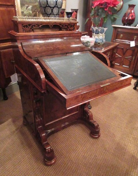 Superb Mid Victorian Burr Walnut Piano Front Davenport Desk