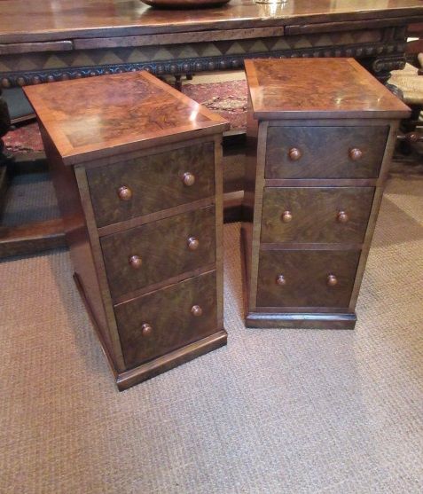 Pair of Mid Victorian Burr Walnut Bedside Cabinets