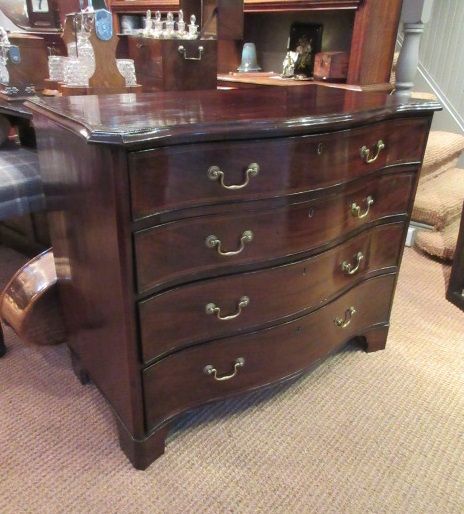Superb Georgian Period Serpentine Inlaid Chest of Drawers