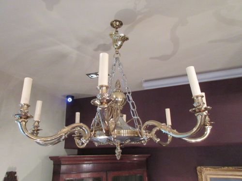 Edwardian Period Brass & Nickel Chandelier