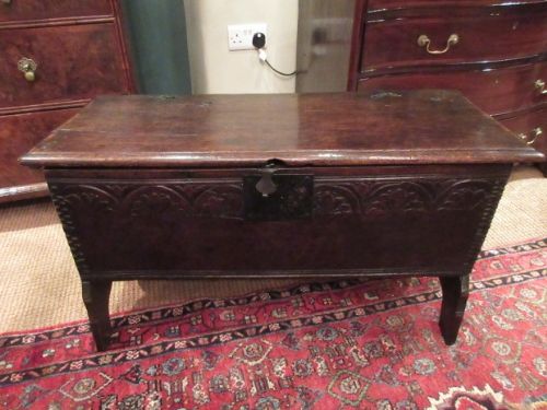 Superb George I Period Oak Six Plank Coffer.c.1720