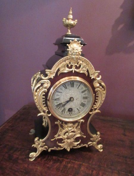 19th Century 8 Day Walnut & Ebony Mantel Clock