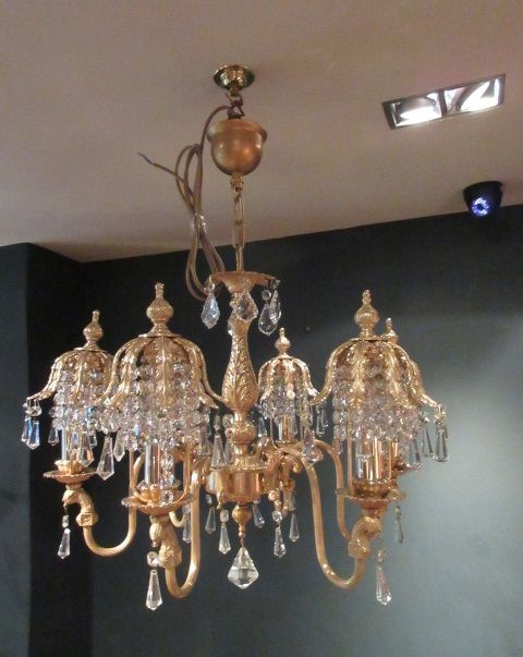 Pair of Matching Gilt Bronze Chandeliers