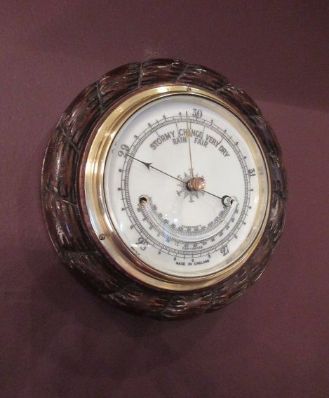 Mid Victorian Polished Oak Ship's Barometer