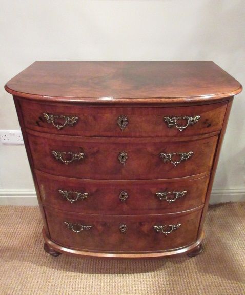Top Quality Mid Victorian Walnut Bow Front Chest