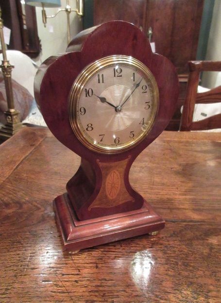 Edwardian Period Sheraton Inlaid Mantel Clock