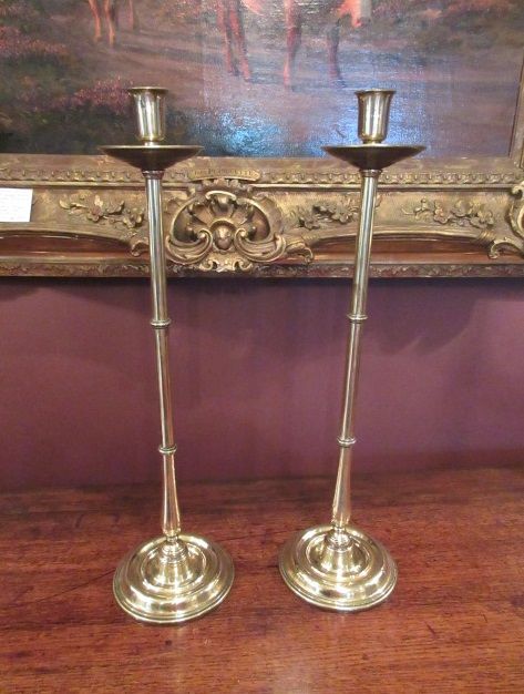 Pair of Early Victorian Brass Taper Candlesticks