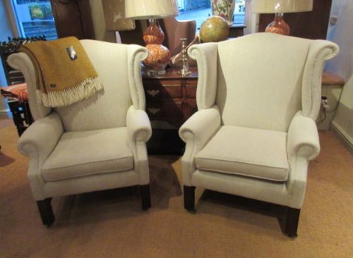Superb Victorian Upholstered Wing Armchairs